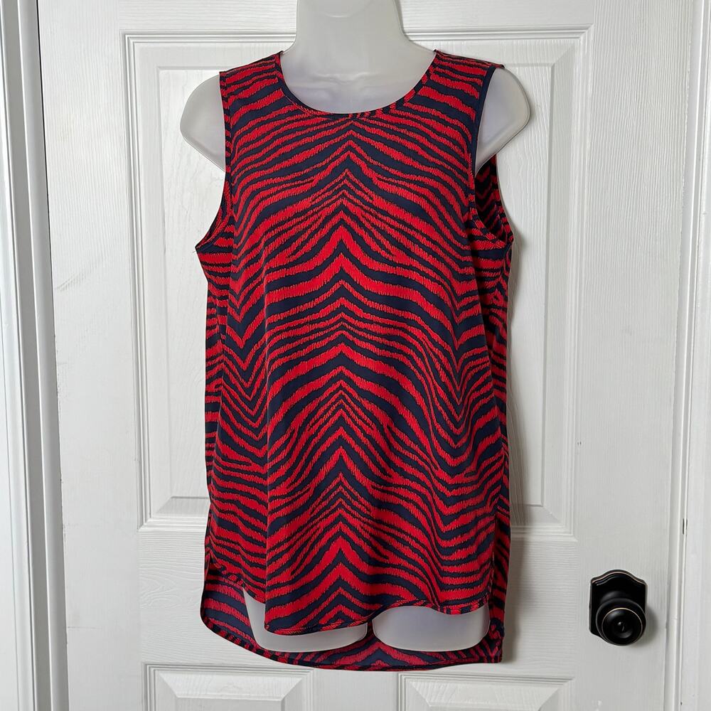 Michael Kors Zebra Print Tank Top High Low Hem Back Zip Sleeveless Career